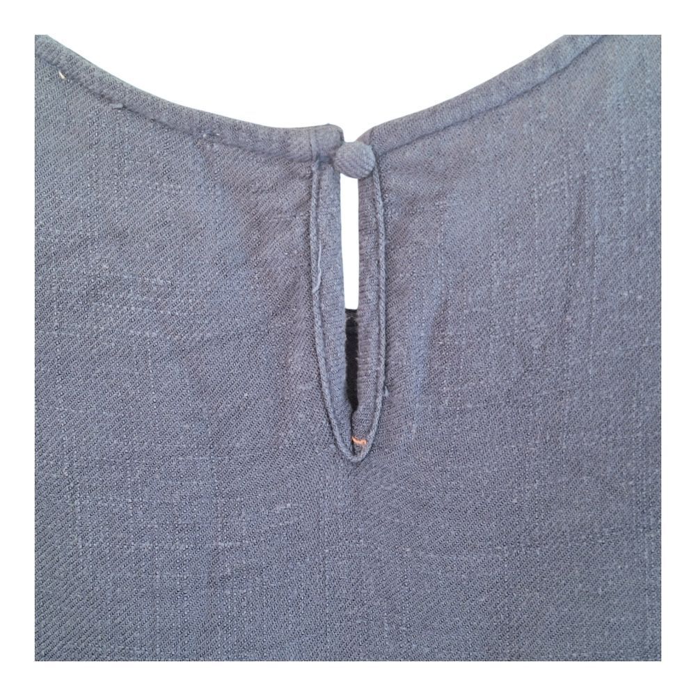 UMGEE Linen Blend Oversized Flowy Babydoll Pocket Dress Keyhole Peacock Blue L - Picture 6 of 15